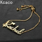 Браслет Kcaco с именем для женщин и детей, регулируемый растягивающийся Арабский Браслет из нержавеющей стали с коробкой, подарки-цепочки