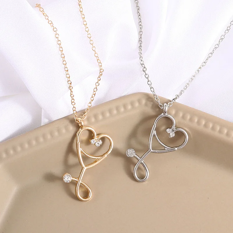 Ожерелье в виде стетоскопа подвеска сердца стетоскоп со стразами|Ожерелья с