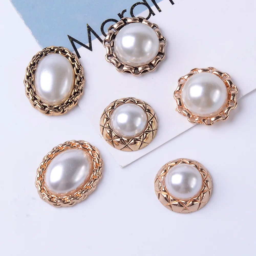 

Pearl Buttons for Wedding Decoration 20pcs Vintage Oval Round Geometric Embellishment Apparel Sewing Accessories DIY Free ship