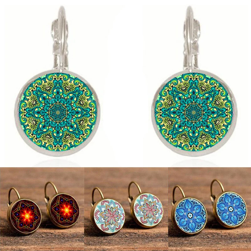Retro Classic Datura Earrings Time Jewel Ear Hook For Women Ethnic Green Round Pendant Dangle Jewelry | Украшения и аксессуары