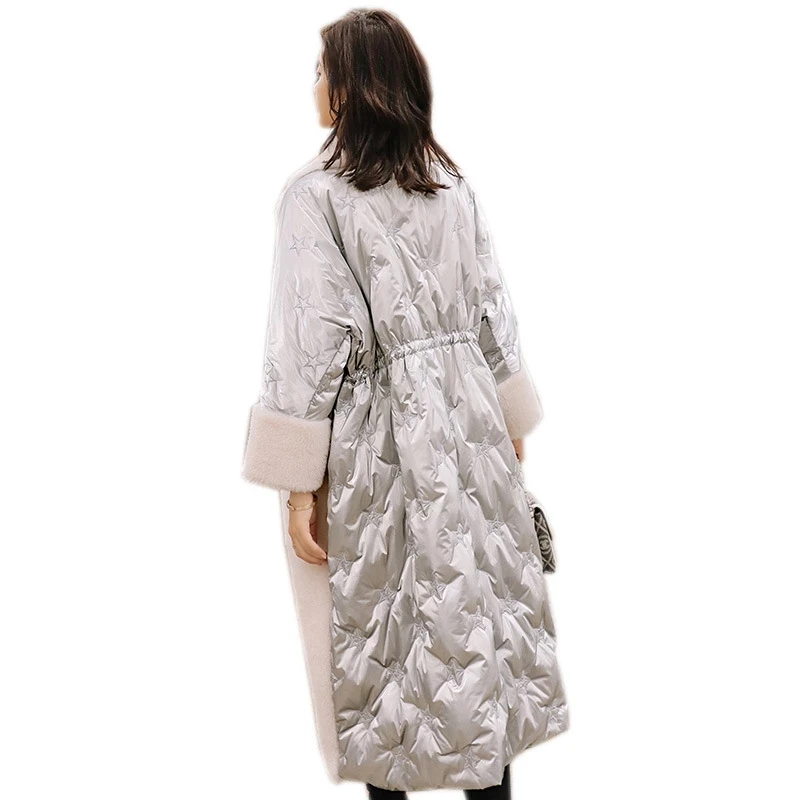 

Winter Coat 2021 Real Fur Coat Female Wool Jacket White Duck Down Sheep Shearling Fur Women Clothes Korean Vintage Tops