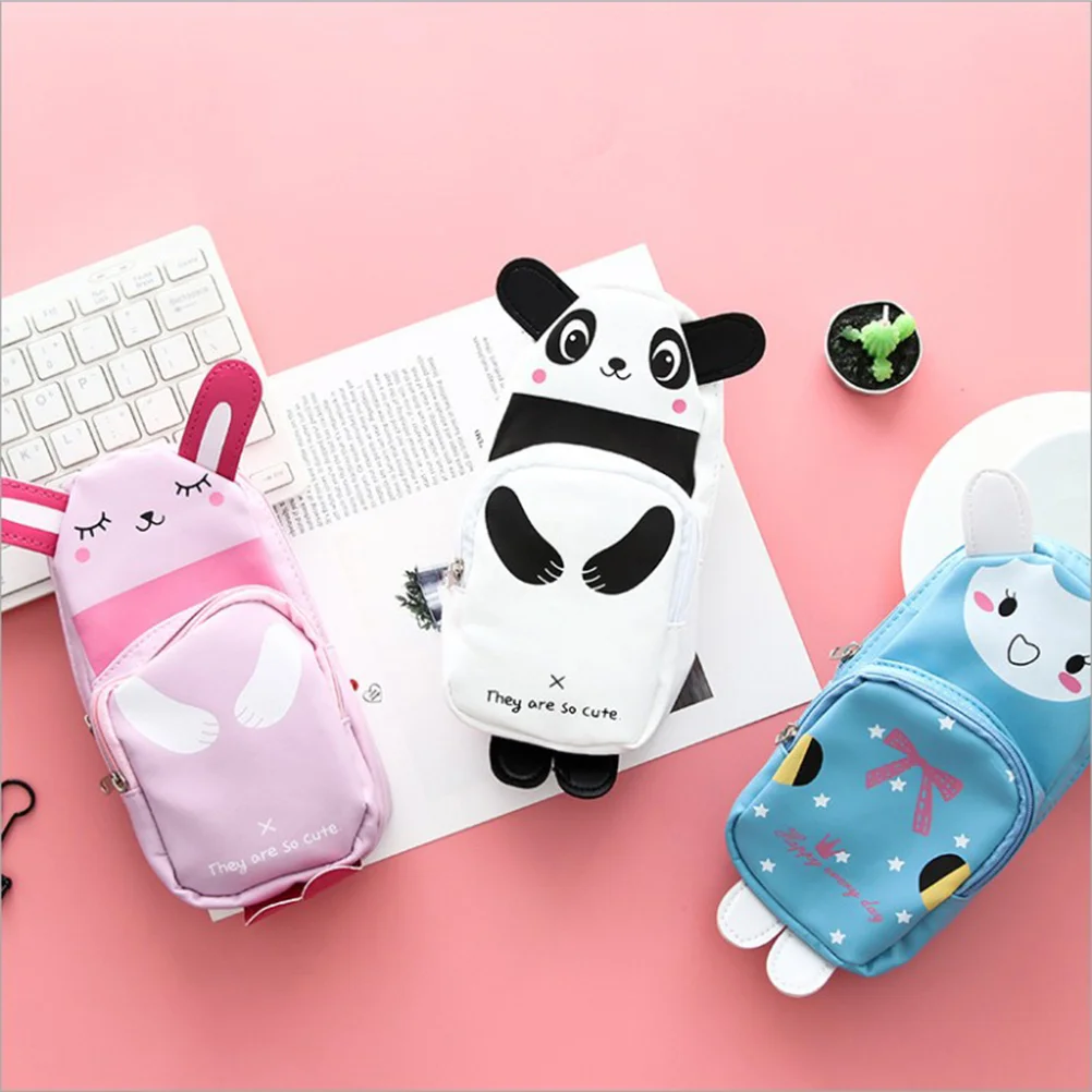 

Cartoon Animal Pencil Case Student Pencil Case Small Pen Bag PU Storage Bag Stationery for Girl Kid Child (Rabbit)