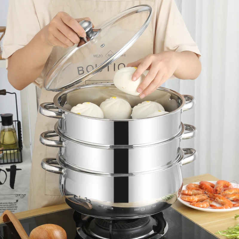 

10-45Litre Double Boilers Cooking Steamer 3-5 Layer Steamer Food Steamer Pot SS Induction Utensil Inox Steam Pot