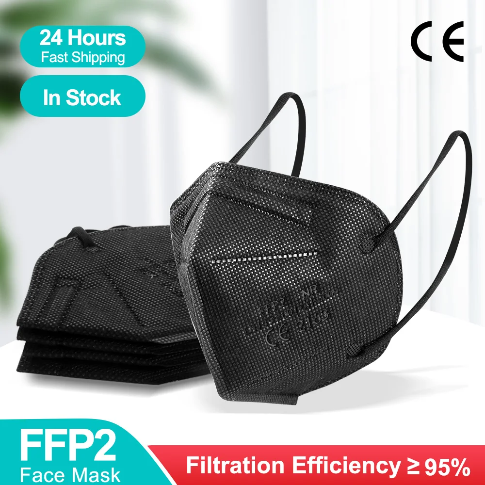 FFP2 маска черный белый цвет Kn95 для лица взрослых mascarilla fpp2 homologada Многоразовые