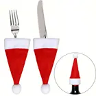 Новогодние мини-инструменты, украшения для стола, Рождественское украшение, Рождественская шляпа, чехол для винной бутылки, держатель для посуды, сумка