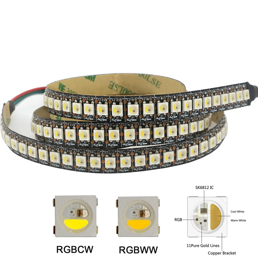 1 м/5 м SK6812 (аналогичный ws2812b) RGBW RGBWW 4 в IC 30/60/144 светодиодов/pixles/m Индивидуальная