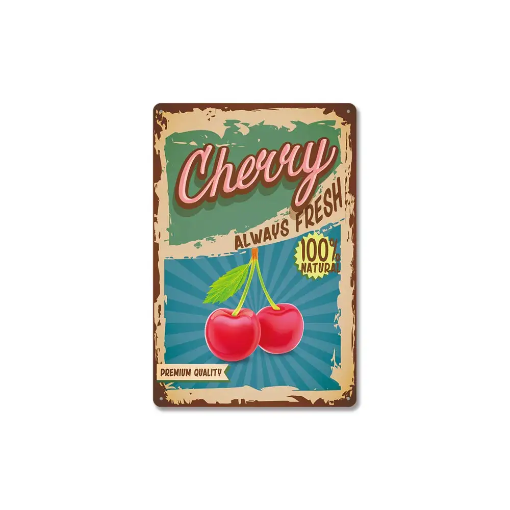 

CAI Bai Hui Retro Metal Tin Sign, Fruit Always Fresh!Suitable for Coffee Office Bar Yard Club Home Wall Retro Decoration