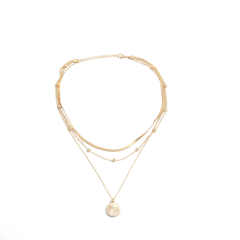 Женское ожерелье с подвеской в стиле бохо золотистое многослойное женское колье