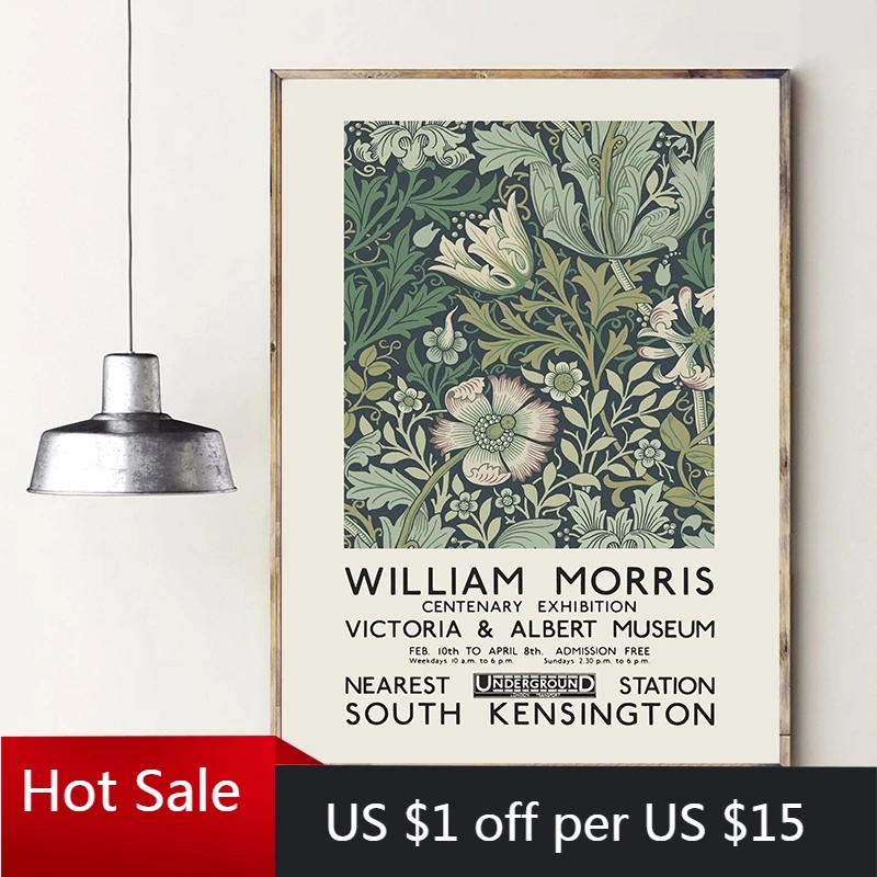 William Morris холст для живописи принт Виктории и Альберта музейная экспозиция Постер