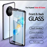 for huawei mate 40 pro 360 full cover protective flip case p30p40 magnetic glass case for huawei mate 30 20 pro 20x fundas