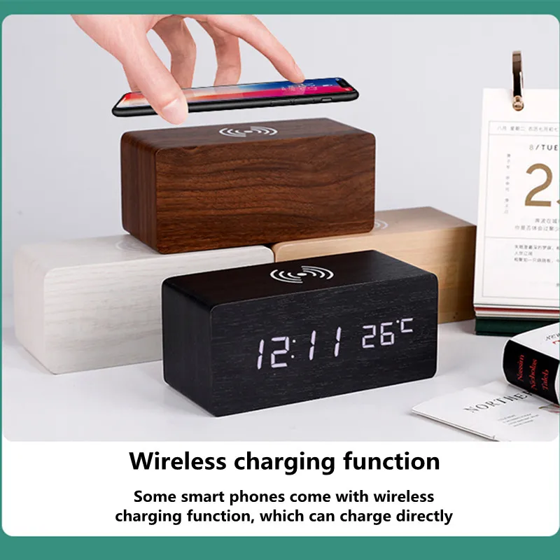 

Wireless Charger Desktop Mobile Phone Wireless Charging Clock Alarm For iPhone 12 Pro Max Mini Multi-function Wireless Chargers