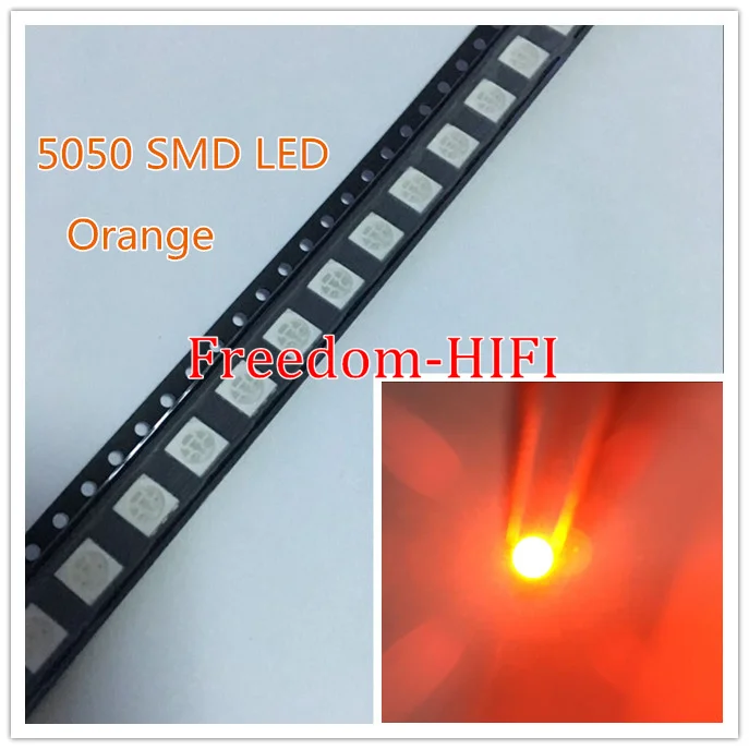 50 шт. SMD 5050 светодиодный чип оранжевый Ультра яркий светильник Диодная лампа