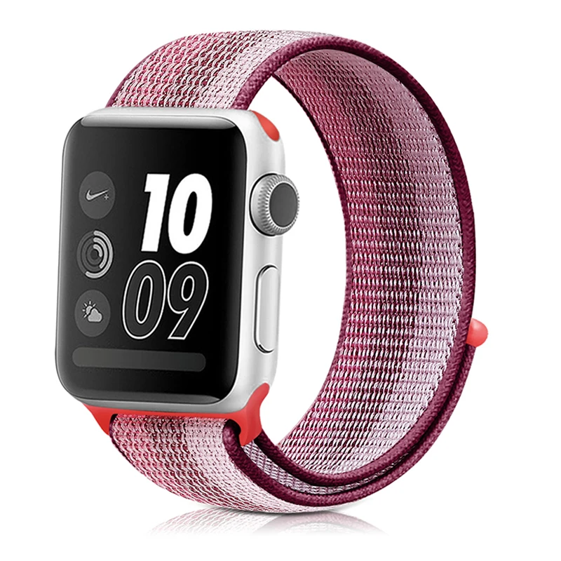 stripe 4 Ремешок для наручных часов Apple Watch Series 5/4/3/2/1 38 мм 42 мм мягкий нейлон в едином положении во время занятий легкой атлетикой, correa, дышащая поверхность спортивные петли для наручных часов iwatch, 5 4 40 мм 44 мм - Цвет ремешка: stripe 4