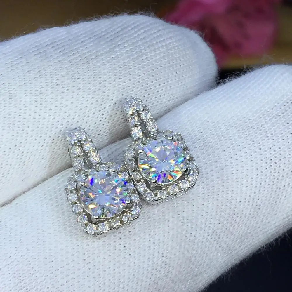 Набор серег женских с муассанитом 2020 карата|Серьги-гвоздики| |