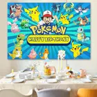 Настенный гобелен с изображением покемона, милый мультяшный фон для фотосъемки с изображением Пикачу из аниме, настенное украшение для комнаты из полиэстера