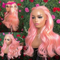 13x4 lace wig human hair wigs colored pink lace frontal wavy wigs for women preplucked brazilian 13x4lace frontal wig for women