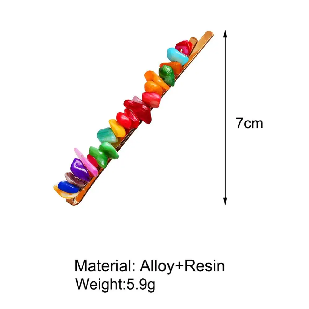 

Fashion Creative Candy Colors Korean Girls Metal Geometric Hair Clips Natural Stone Hairpins Vintage Barrettes Hair Accessories