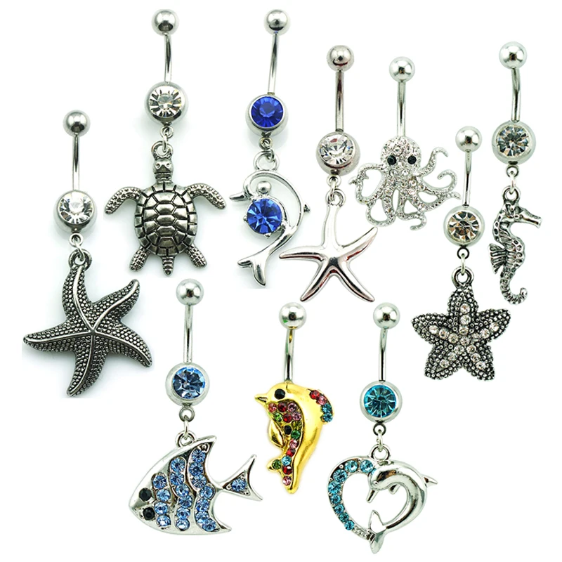 JINGLANG новый дизайн хирургическая сталь пупок кольца океанская серия Штанга