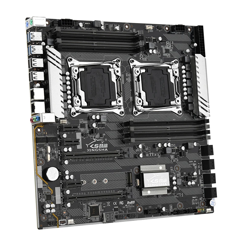 Материнская плата Jingsha X99 dual F2 поддержка LGA2011-3 Inter Xeon E5 V3 8 * DDR4 1600/1866/2133/2400 МГц ОЗУ 10