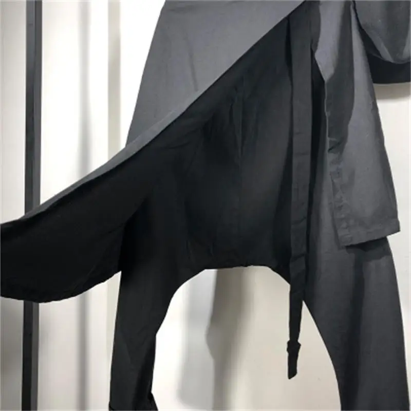 Юбка-брюки Мужская Асимметричная ассиметричные штаны из хлопка и льна с