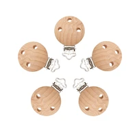 mabochewing 5pcs 30mm 35mm powerful beech wooden clip round dummy clip baby teething pacifier chain holder making