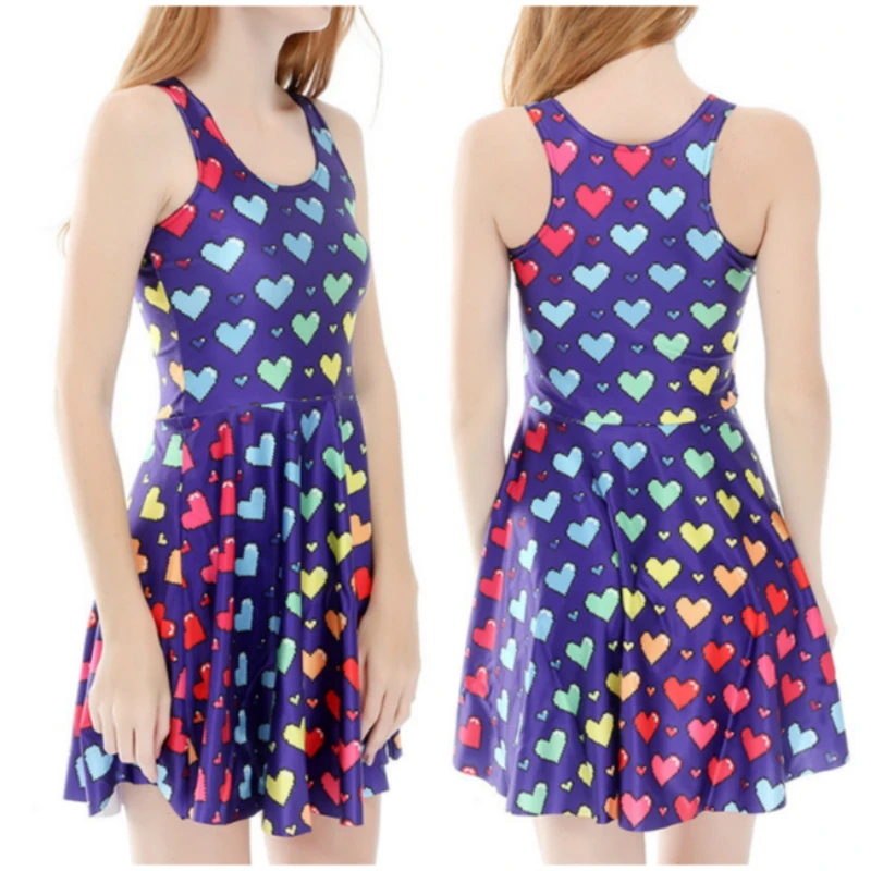 

Dress for Baby Girls Vest Top Pleated Tennis Skirt for Fat and Thin Girls Color Love Balloon Pattern Women Dress Elastic Fabric