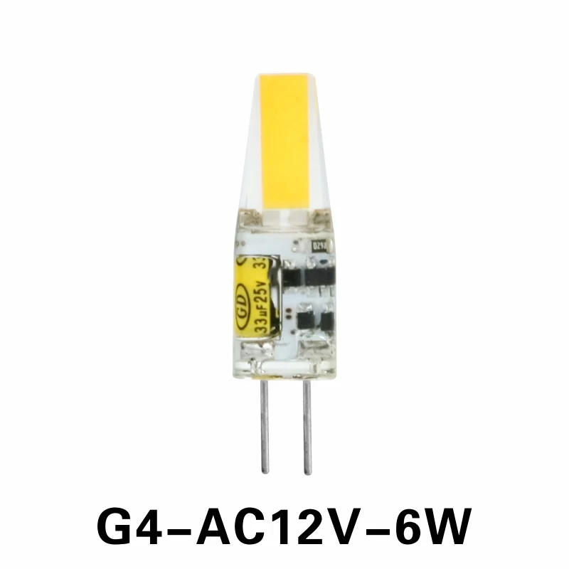G4 6W 12V Светодиодный G4 G9 E14 лампочка переменного/постоянного тока с затемнением 12 В 220 В 3 Вт 6 Вт 9 Вт COB SMD светодиодный светильник заменить галогенный прожектор люстра - Испускаемый цвет: G4 6W 12V