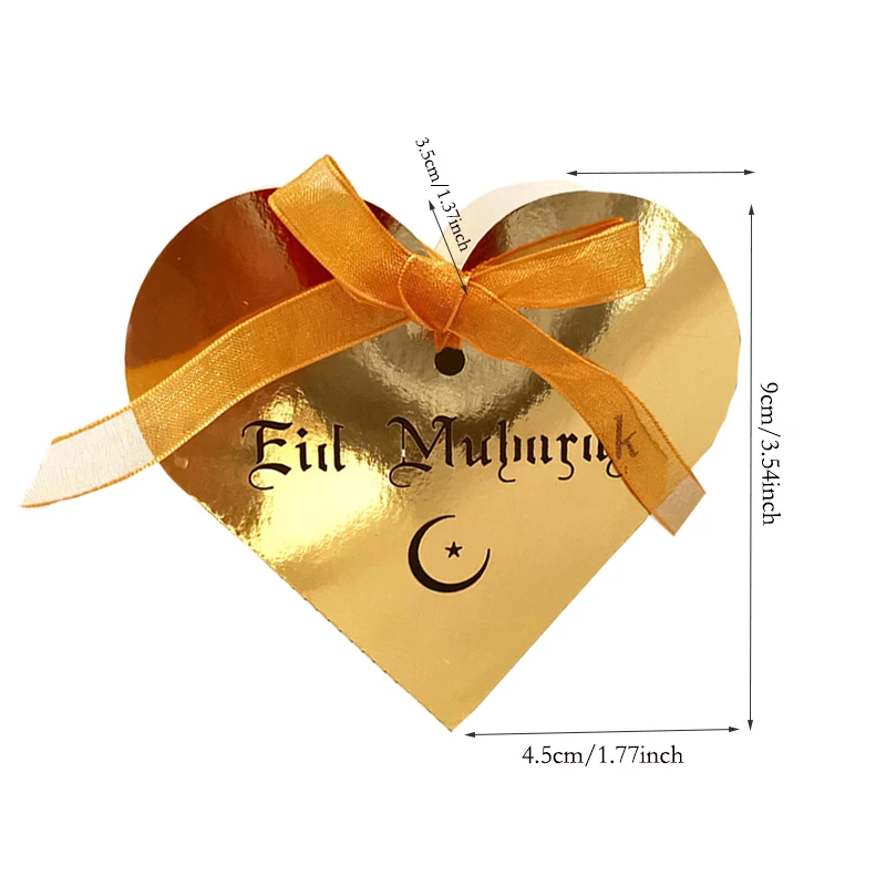 

50/100pcs Heart Eid Mubarak Candy Box Favor Gift Box DIY Paper Happy Islamic Muslim al-Fitr Eid Ramadan Decor Party Supplies
