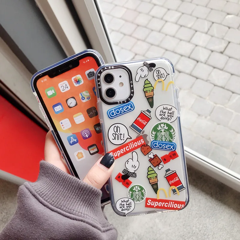 Милый модный прозрачный чехол из ТПУ для iPhone 6S 8 7 Plus задняя крышка 11 Pro Max X XS XR