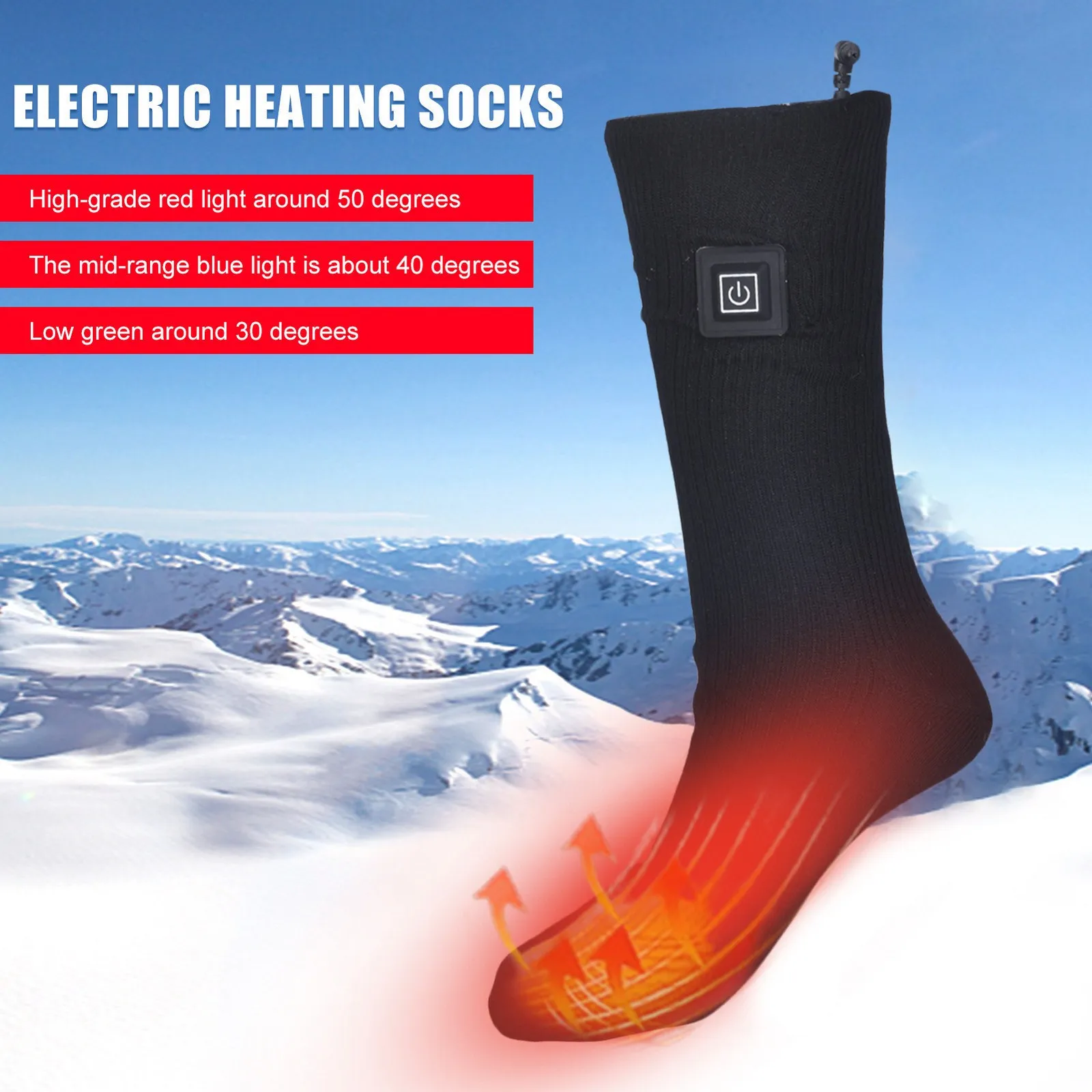 

Heated Socks Winter Warm Outdoor Socks Thermal Socks Heating Sock Elastic Comfortable Water Resistant Electric Warm Sock Set