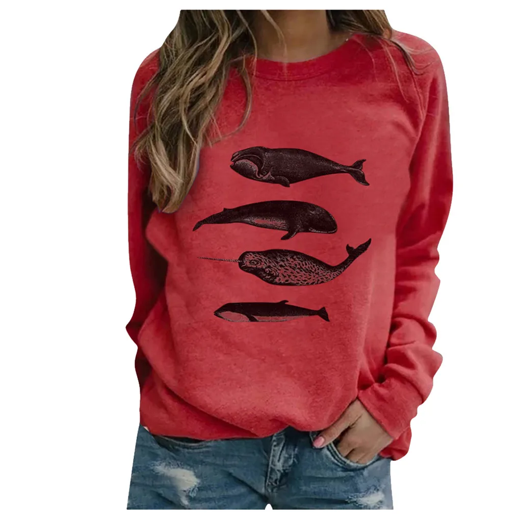 new cool women sweetshirts Casual Print Thermal Crewneck Long Sleeve autumn clothes for women vetement femme sudaderas