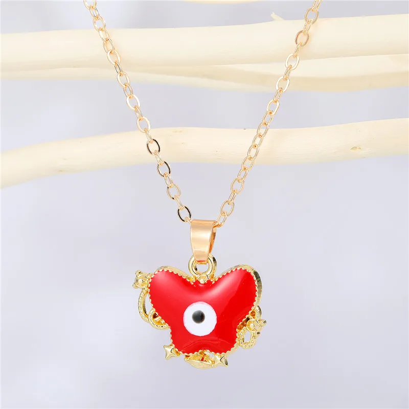 1Pcs Animal Meteor Evil Eye Necklace Female Gift Jewelry Fashion Hollow Enamel Butterfly Bear Turkey Pendant Clavicle Chain - купить по