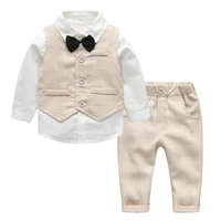 popodion baby clothes 2021 childrens clothing autumn new boy three piece suit of olaid vest childrens clothes chd20442