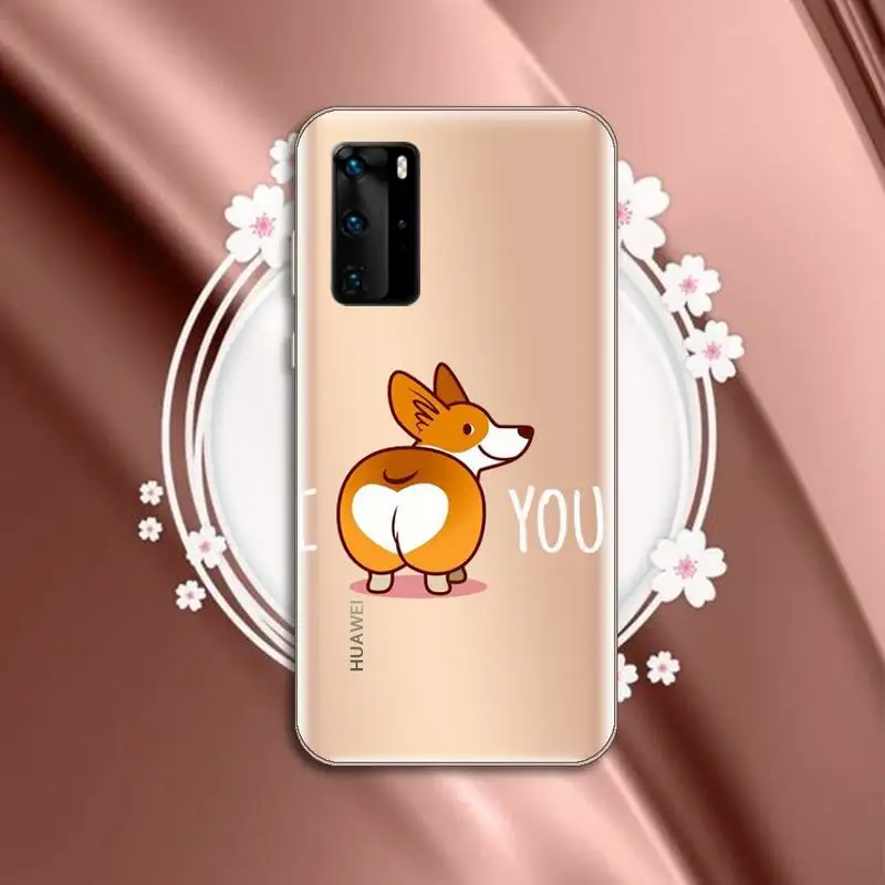 

Cute Corgi Butt Animal Puppy luxury mobile cover Phone Case Transparent for Huawei P honor 8 10i 20 30 40 smart 2019