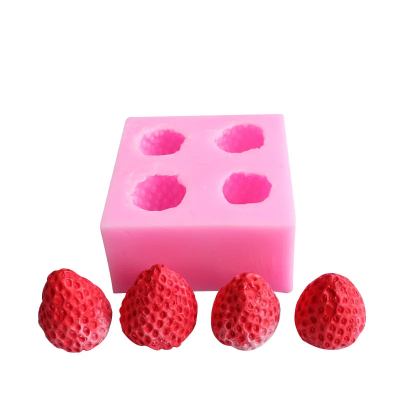 3D Strawberry Shaped Silicone Mold Food Grade Fondant Soft Pottery Clay Epoxy Decoration Plaster Modeling Tool Candle Soap Mould