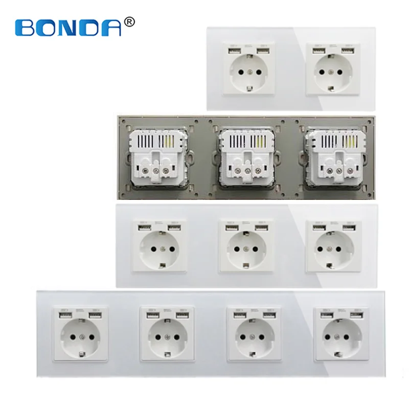 BONDA 16A USB разъем питания стандарт ЕС розеточный щит трехслойная розетки с