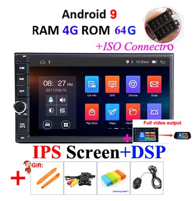 ISO 4G 64G IPS DSP F Ips DSP 4G 64G 2 din Android 9,0 автомобильный мультимедийный плеер видео gps навигация головное устройство в тире автомобильный ПК стерео радио без dvd obd2 FM - Цвет: ISO 4G 64G IPS DSP F
