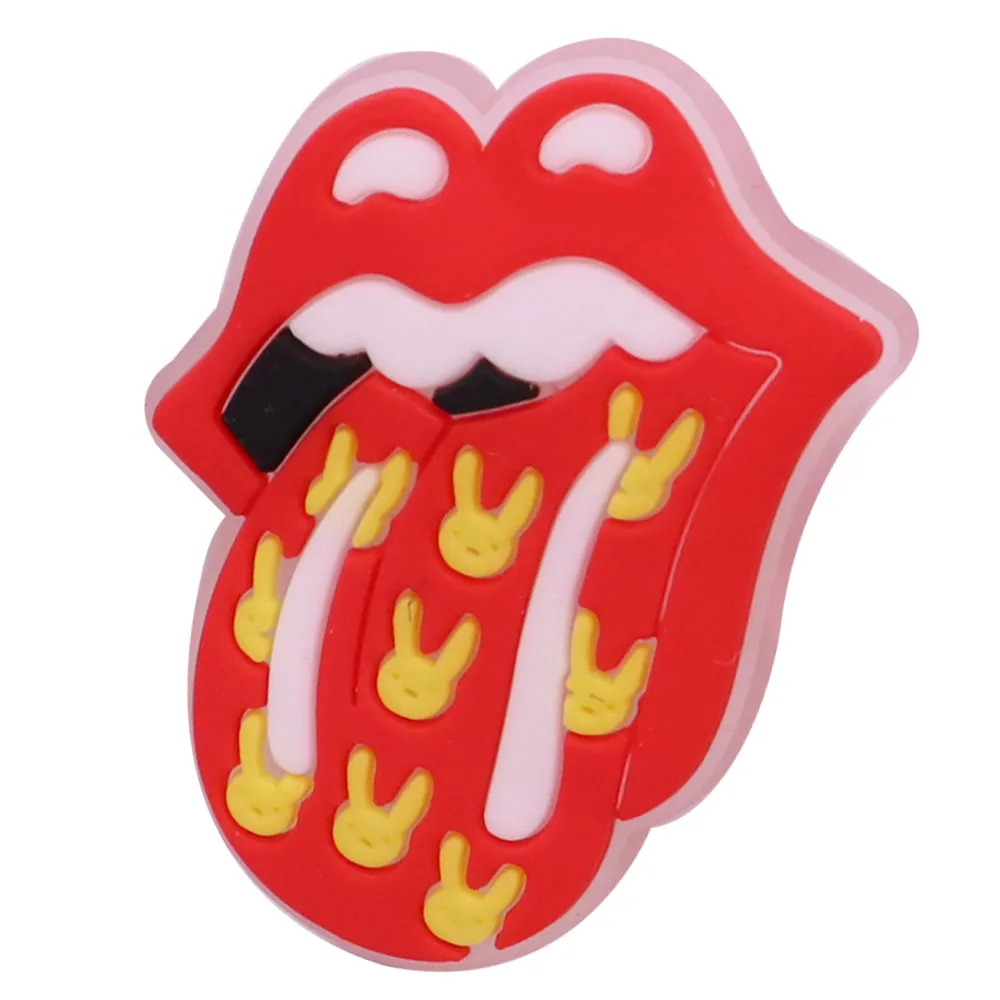 Hot Sale 1pcs Glow On The Night Shoe Charm Red Lips Cool Man PVC Garden Shoe Buckle Decoration Fit Croc Jibz Kids X-mas Gift images - 6