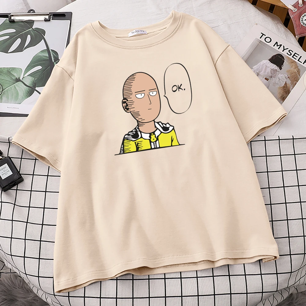 Мужская футболка с принтом аниме Сайтама оппай свободная One Punch Man Hero kpop лето 2021|brand