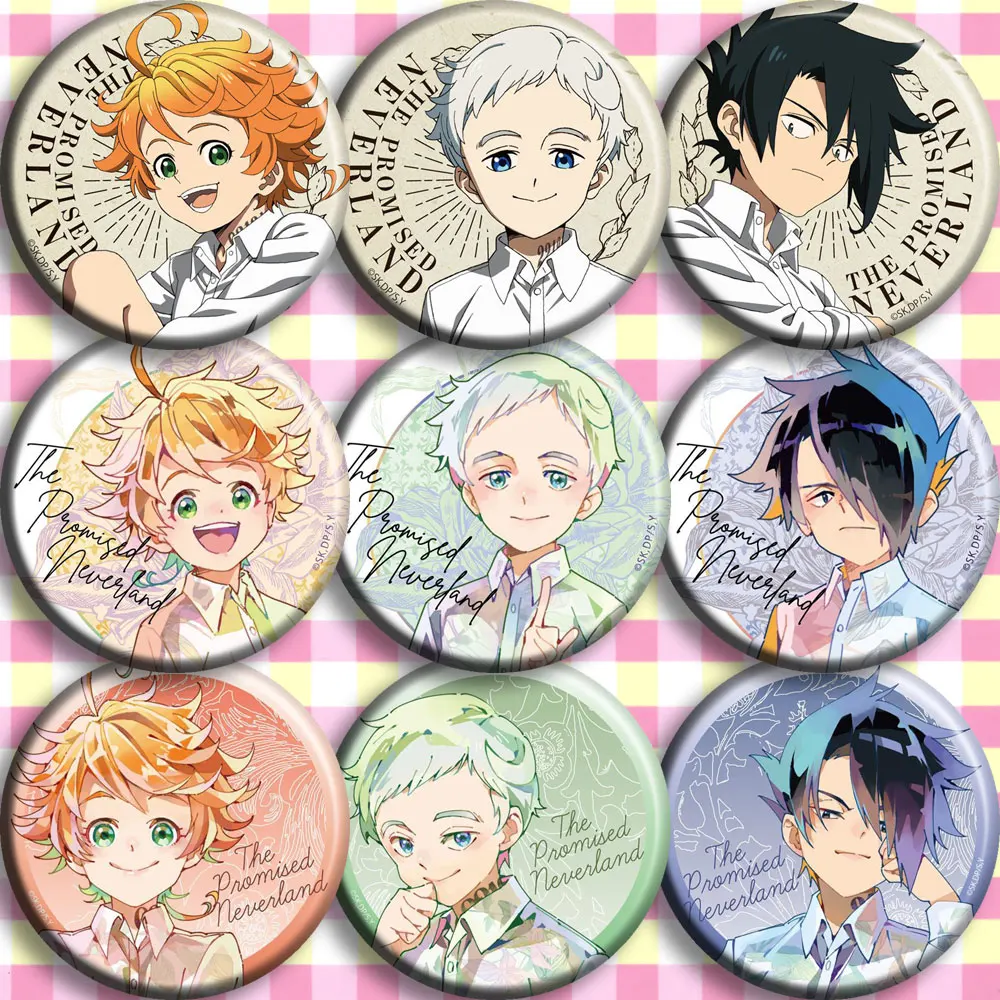 

9pcs/1lot Anime The Promised Neverland Figure Badges Round Brooch Pin Gifts Kids Toy 7956