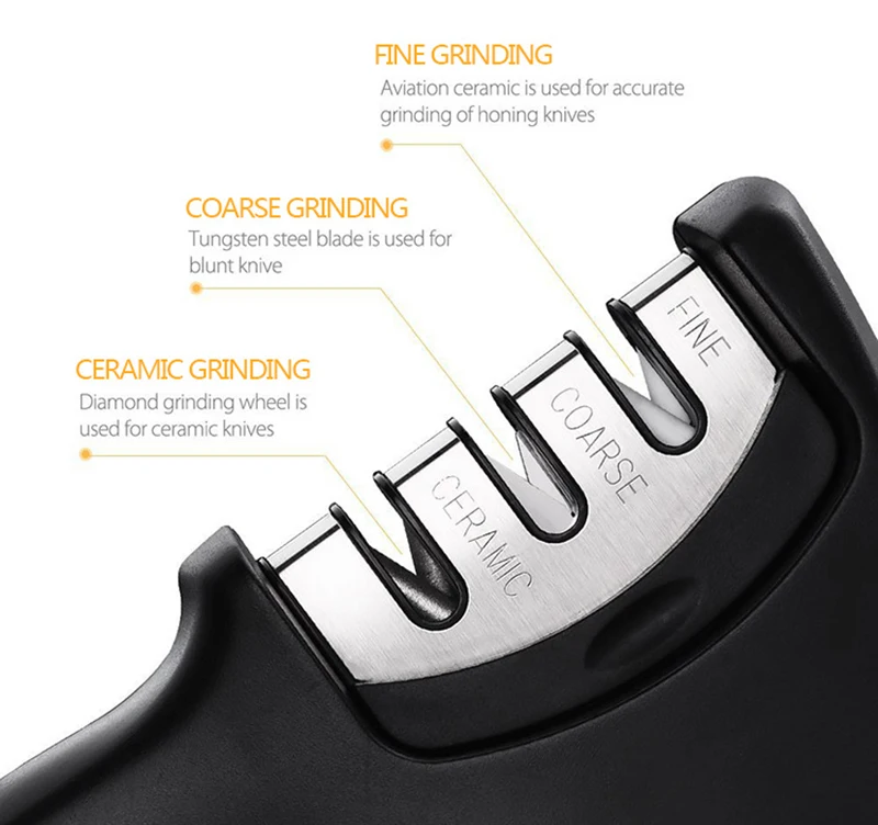 Knife Sharpener Kitchen Knives Sharpening Stone 3-Stage Diamond Ceramic Tool Sharpens Dull Quickly | Дом и сад
