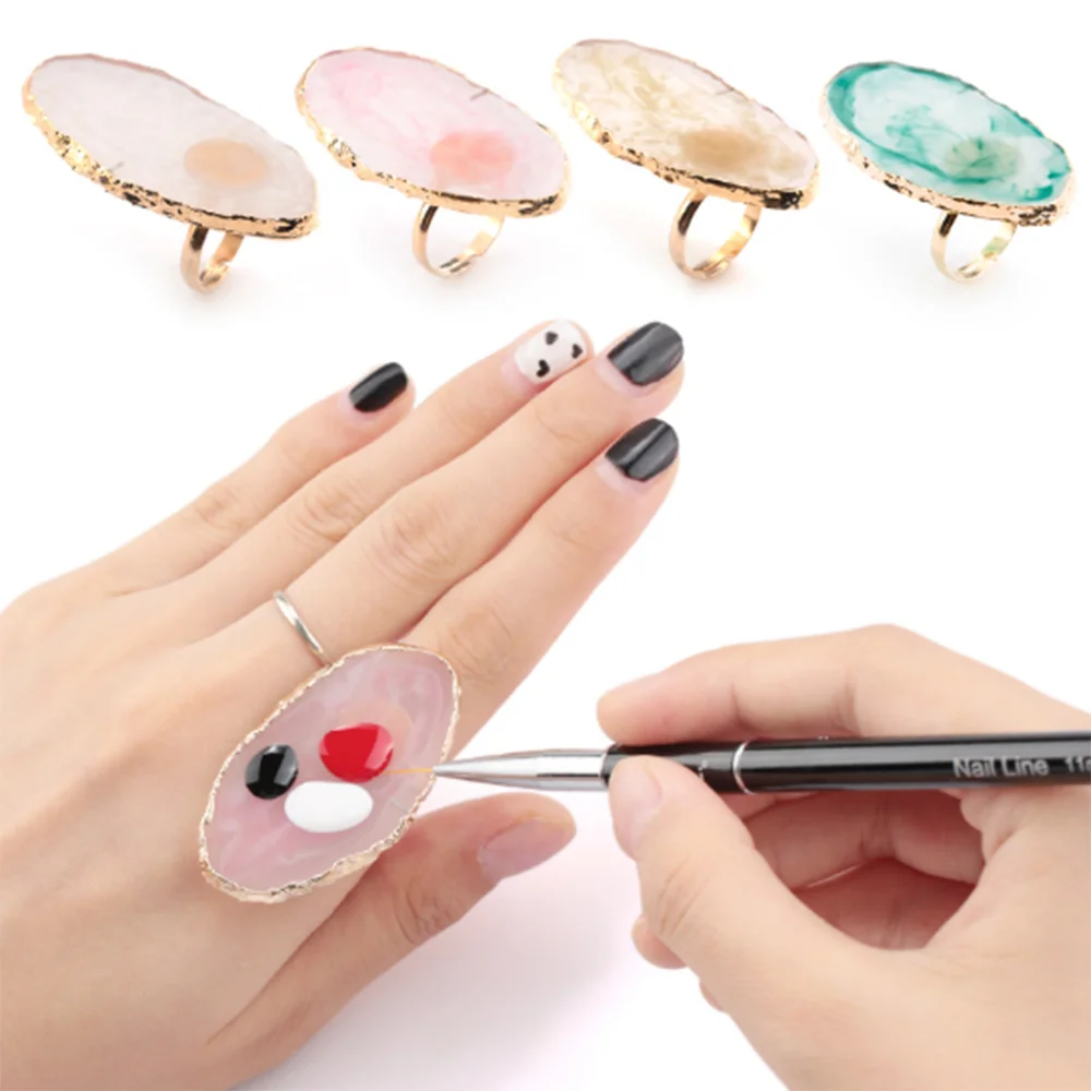 

1 Pc Resin Stone Color Nail Art Ring Palette Finger Ring Plate Acrylic UV Gel Polish Cream Foundation Mixing Nail Art Equipment