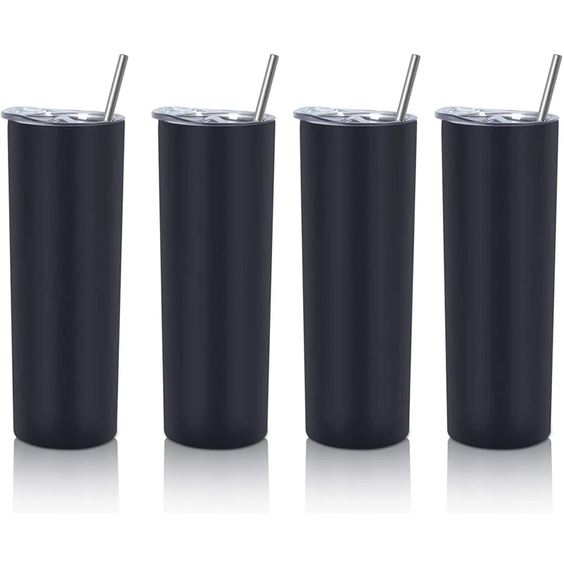 

HOT-Skinny Tumblers Set, Skinny Stainless Steel Tumbler Set with Lids, Strata Cups, Skinny Slim Water Tumbler for Diy