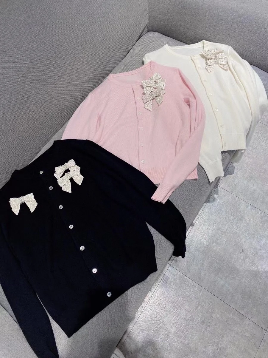 

2021 new women fashion long-sleeved sexy bow cashmere cardigan 1106
