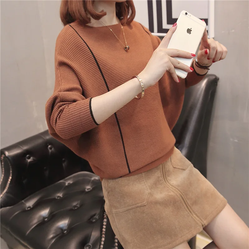 Loose Autumn Knit Black Pullover Sweater Women Fashion New Arrival Knitwear Ladies Tops Jumper Female Pullovers Top | Женская одежда