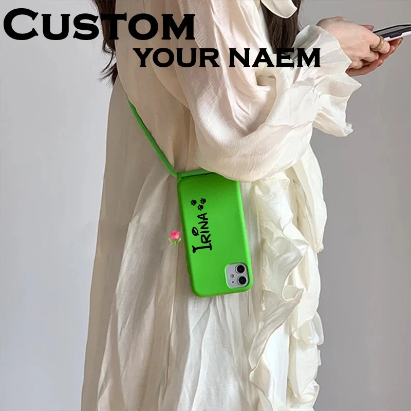 Чехлы из ТПУ с рисунком логотипа и именем на заказ чехлы ремешком для iphone 11/12 Pro Max 7