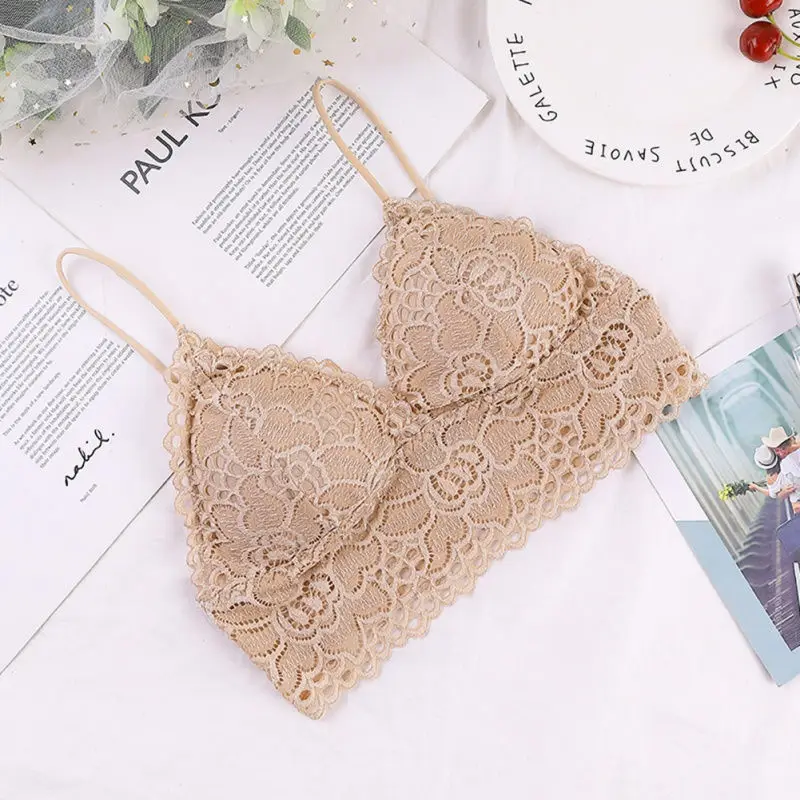 A Liva Girl Deep V Bra Female Lace Tube Top Underwear Sexy Lace Summer Bras Top With Chest Pad - Цвет: A