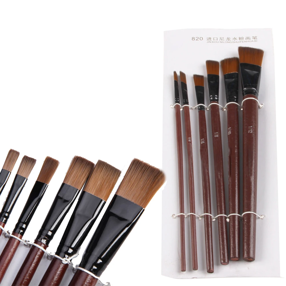

6Pcs Nylon Acrylic Oil Paint Gouache Brushes for artist Supplies Watercolor Set