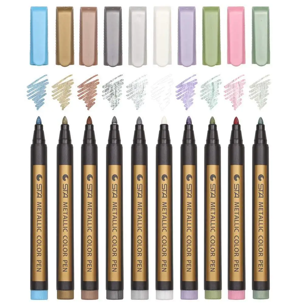 

Metallic Marker Pens Set of 10 Colors Fine Point for Black Paper,Rock Painting, Card Making,DIY Photo Album, Scrapbook Crafts