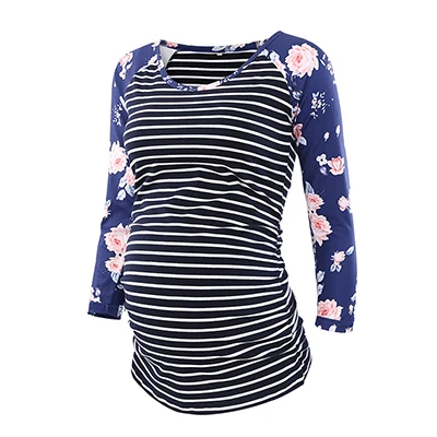 1 pieces as pic Комплект из 3 предметов; одежда для мамы и ребенка; Футболка для беременных с рукавом три четверти; Топ для беременных; Одежда для беременных; винтажные топы для беременных с рюшами сбоку - Цвет: 1 pieces as pic
